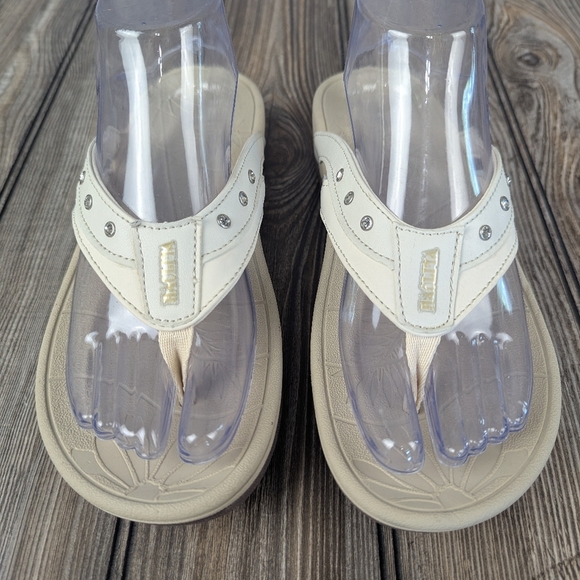 Haolira Shoes - Haolira Size 40 Cream Flip Flops With Studs